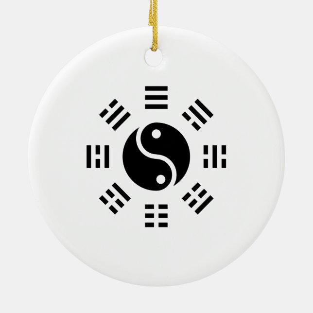 Yin Yang Ba Gua Greek Key Ceramic Ornament (Back)
