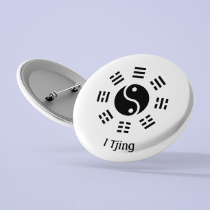 Yin Yang Ba Gua I Ching Symbol - Eight Trigrams Button