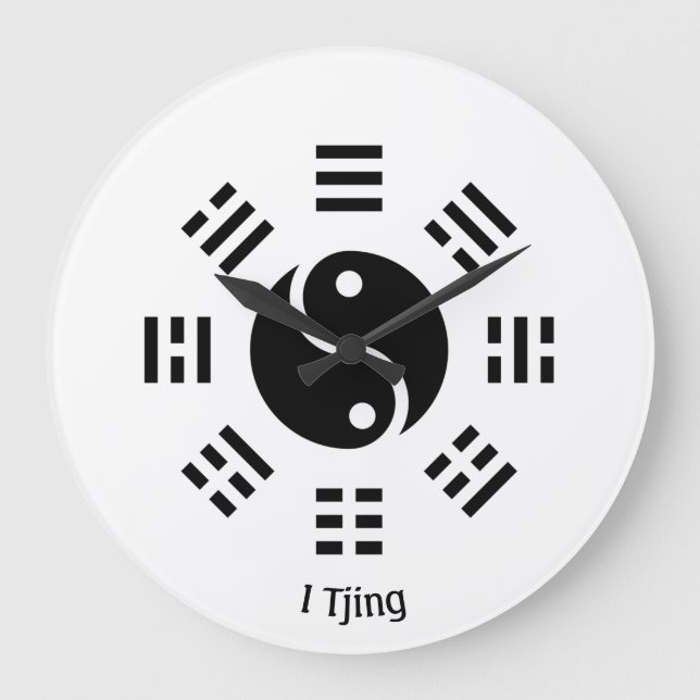 Yin Yang Ba Gua I Ching Symbol - Eight Trigrams Large Clock (Front)