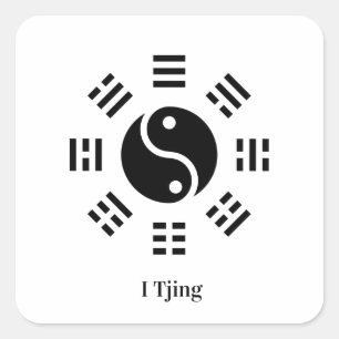 Yin Yang Ba Gua I Ching Symbol - Eight Trigrams Square Sticker