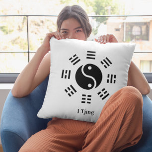 Yin Yang Ba Gua I Ching Symbol - Eight Trigrams Throw Pillow