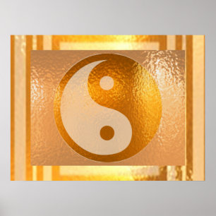 YIN YANG Balance: Broad Golden Border Poster