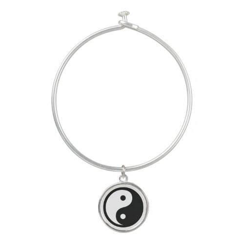 Yin Yang Bangle Bracelet With Round Charm