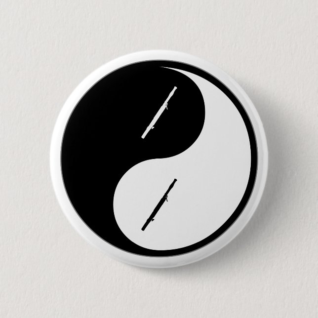 Yin Yang Bassoon Pinback Button (Front)