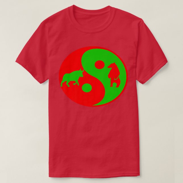 Yin Yang bear bull stock trading Premium 2102  T-Shirt (Design Front)