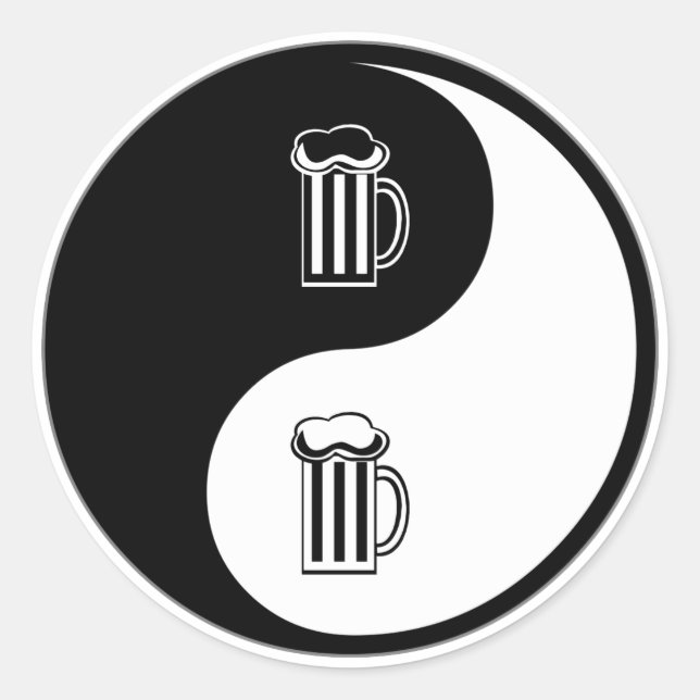 Yin Yang Beer Classic Round Sticker (Front)
