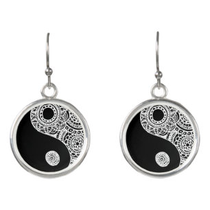 Yin Yang Black and White Boho Chic Earrings
