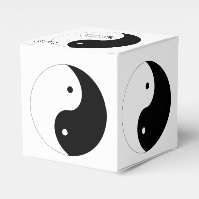 Yin Yang Black And White Design Wedding Favor Boxes (Front Side)