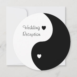 Yin Yang Black And White Hearts Wedding Reception Invitation