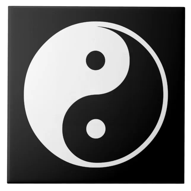 Yin Yang Black and White Illustration Template Ceramic Tile | Zazzle