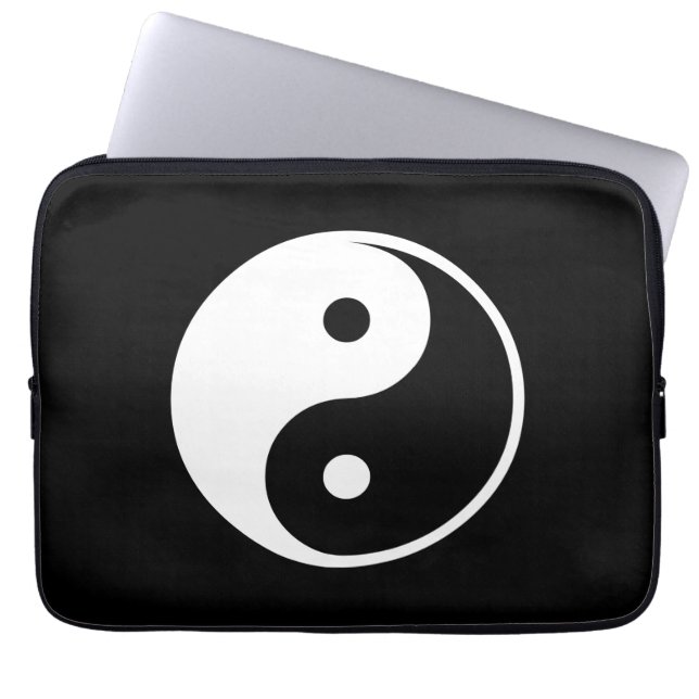 Yin Yang Black and White Illustration Template Laptop Sleeve (Front)