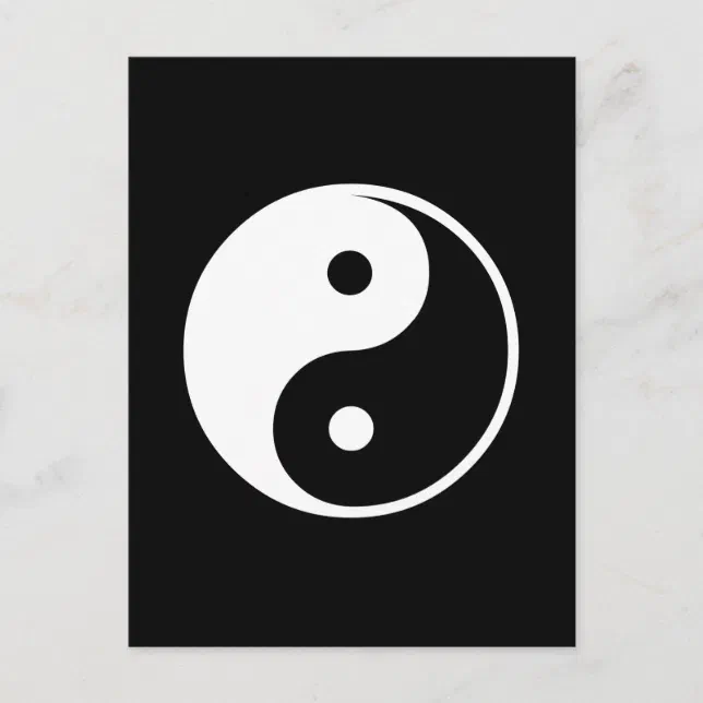 Yin Yang Black and White Illustration Template Postcard Zazzle