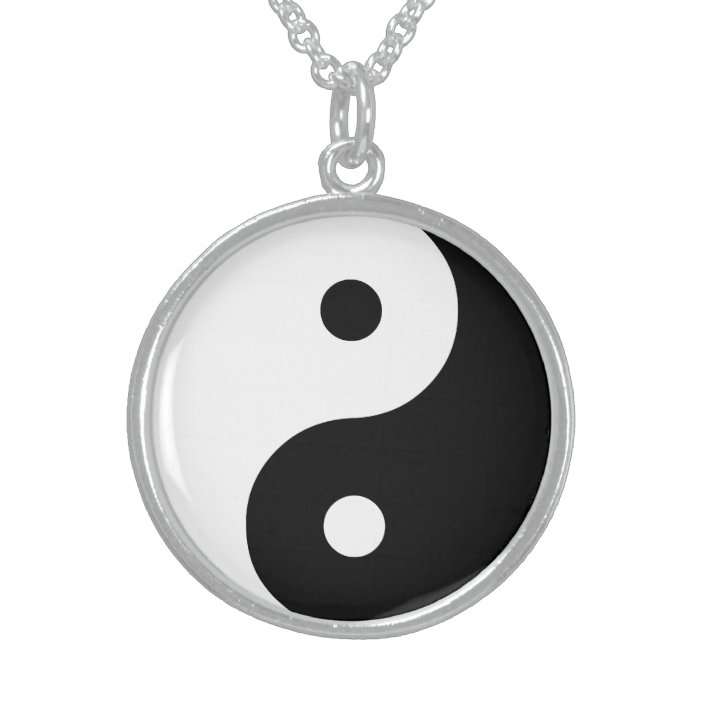 Yin Yang Black and White Illustration Template Sterling Silver Necklace ...