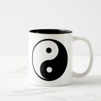 Yin Yang Black And White Illustration template Two-tone Coffee Mug by SilverSpiral at Zazzle