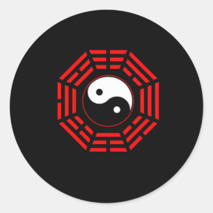 Yin Yang Black And White Red Mandala Yoga China Gi Classic Round Sticker