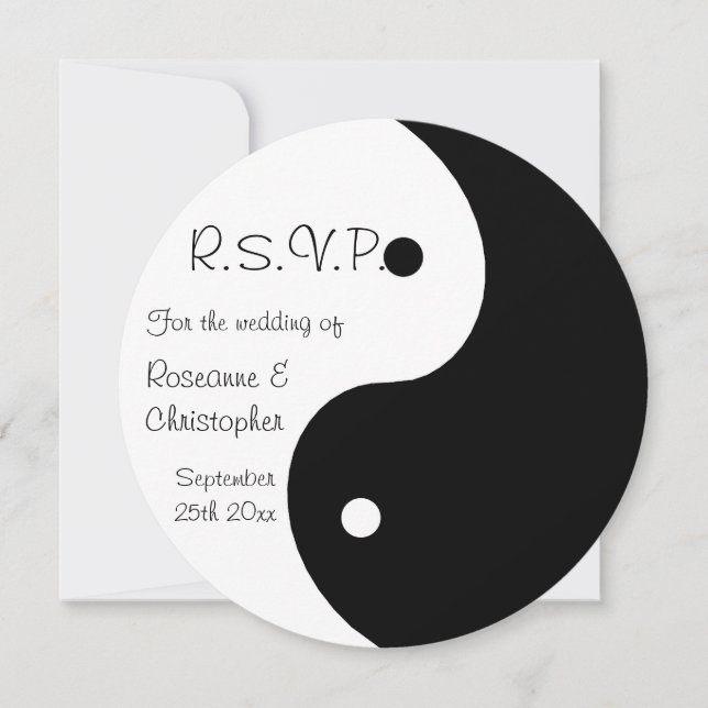 Yin Yang Black And White RSVP Wedding  Invitation (Front)