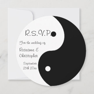 Yin Yang Black And White RSVP Wedding  Invitation