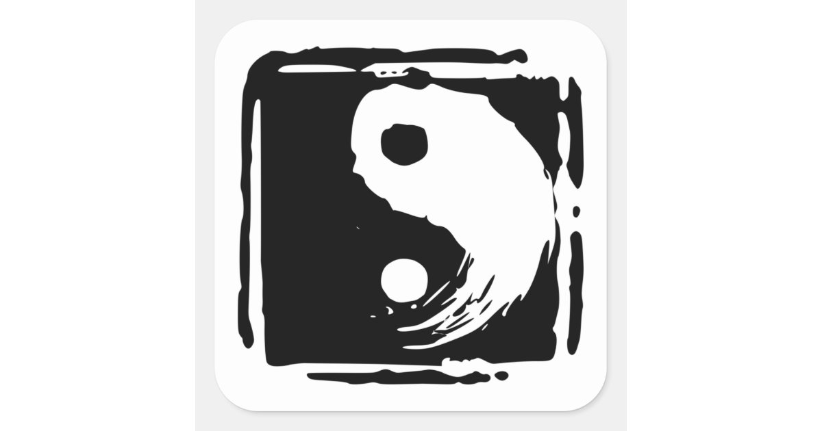 Yin Yang, Black and White Square Symbol, Square Sticker Zazzle