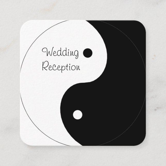 Yin Yang Black And White Wedding Reception Enclosure Card (Front)