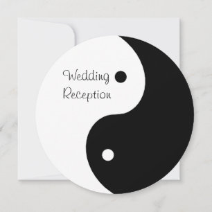 Yin Yang Black And White Wedding Reception Invitation