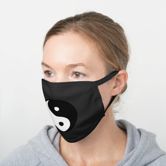 Yin Yang Black Cotton Face Mask (Angled)