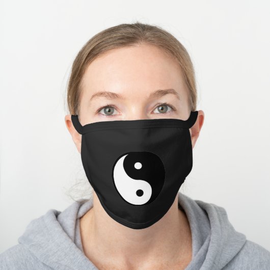 Yin Yang Black Cotton Face Mask (Worn)