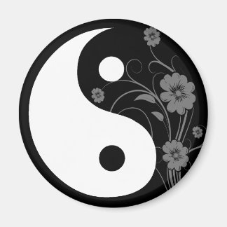 Yin Yang Black Floral Magnet