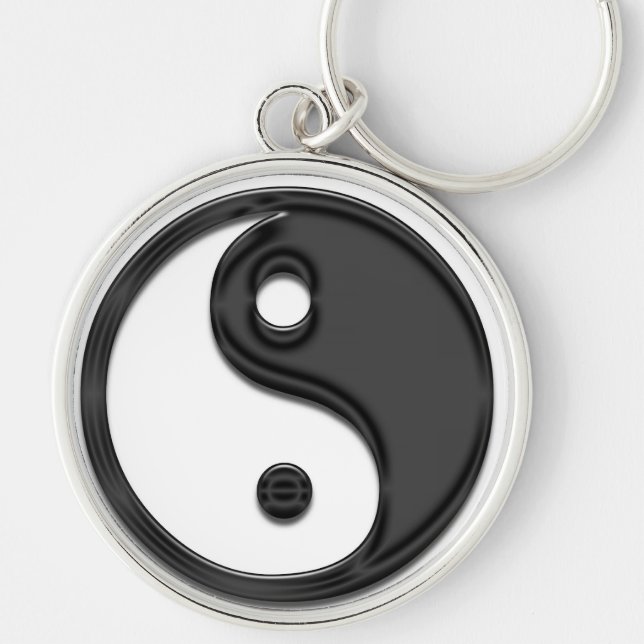 yin yang black keychain (Front)