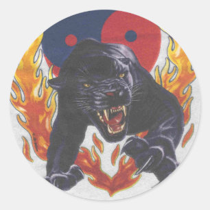 Yin & Yang black panther Classic Round Sticker