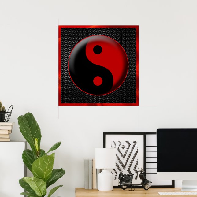 YIN YANG BLACK RED 3D POSTER | Zazzle