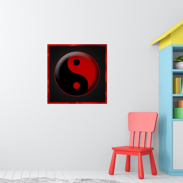 YIN YANG BLACK RED 3D POSTER | Zazzle