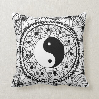 Yin & Yang Black Throw Pillow