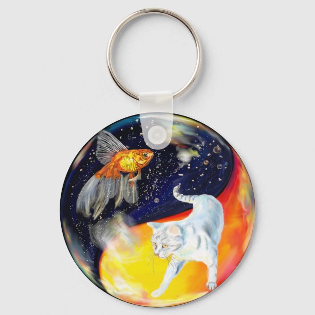 Yin Yang Black White Keychain (Front)