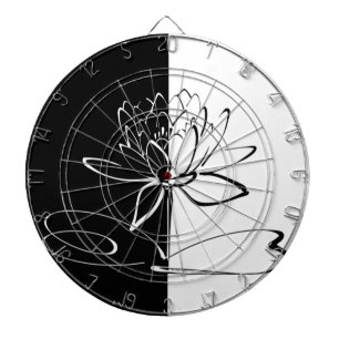Yin Yang Black White Lotus Blossom Dart Board