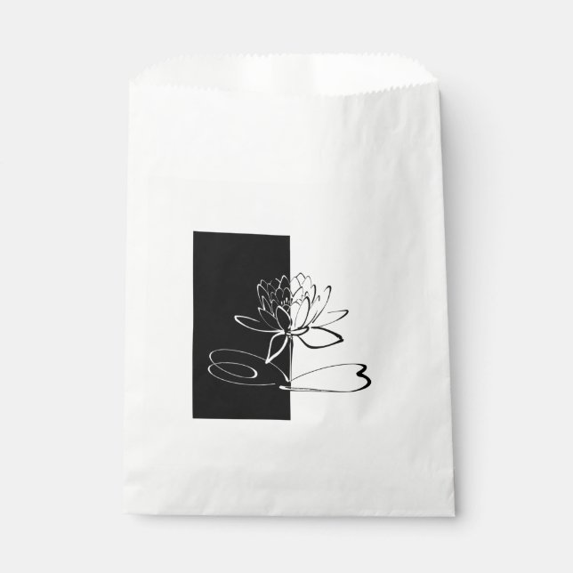Yin Yang Black White Lotus Blossom Favor Bag (Front)