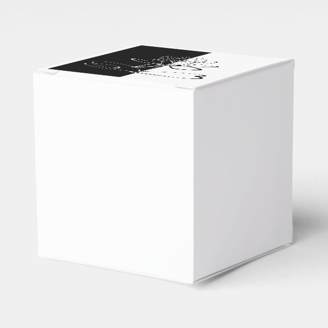 Yin Yang Black White Lotus Blossom Favor Boxes (Front Side)