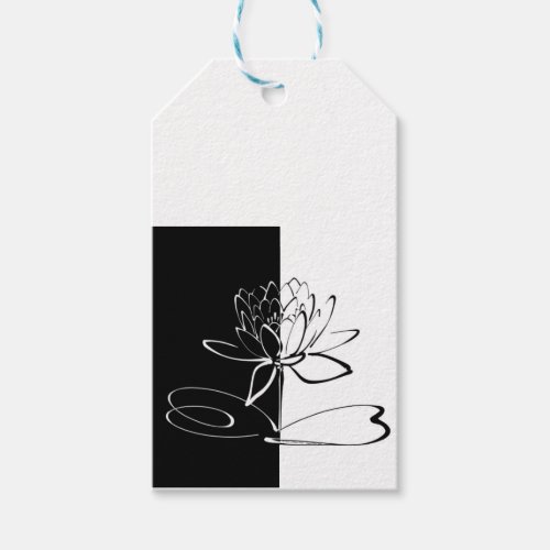 Yin Yang Black White Lotus Blossom Gift Tags