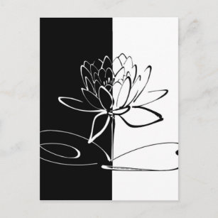 Yin Yang Black White Lotus Blossom Postcard