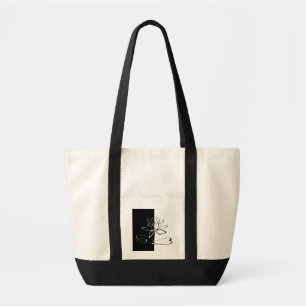 Yin Yang Black White Lotus Blossom Tote Bag