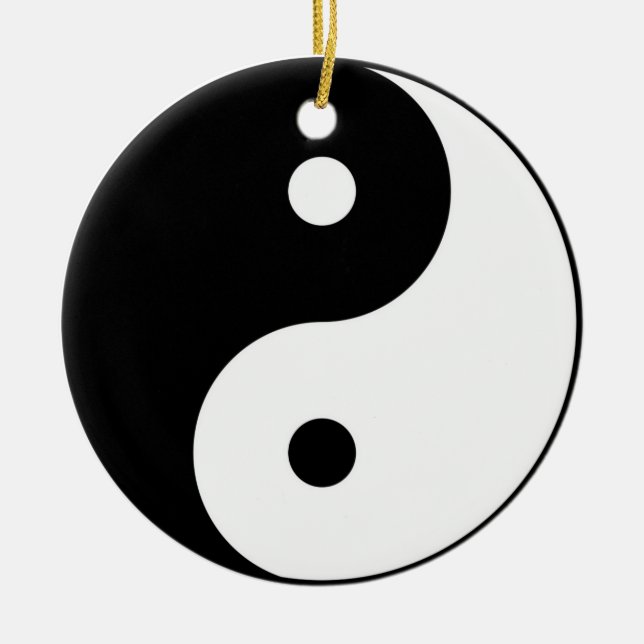 yin yang black white symbol ceramic ornament (Front)