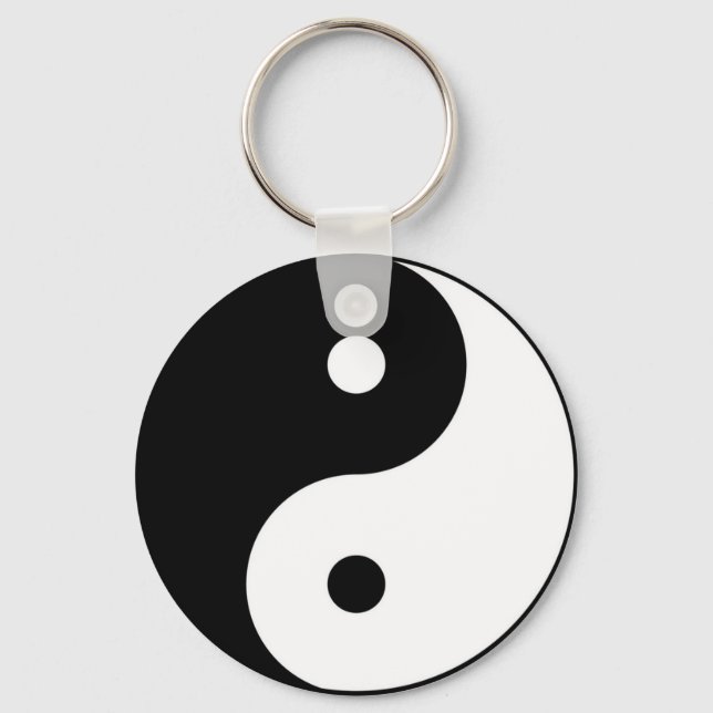 yin yang black white symbol keychain (Front)