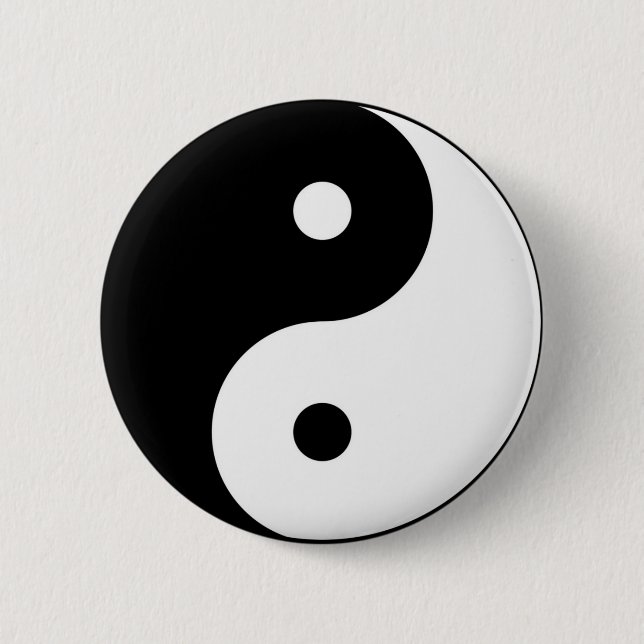 yin yang black white symbol pinback button (Front)