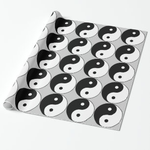 yin yang black white symbol wrapping paper