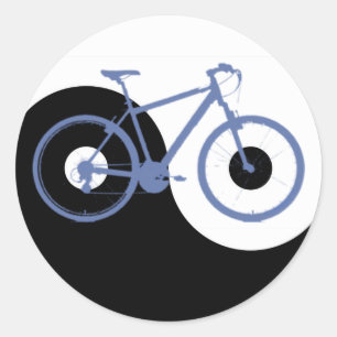 Yin Yang blue Bicycle Classic Round Sticker
