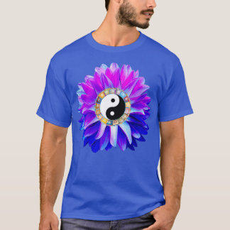Yin Yang Blue Dahlia Flower T-Shirt