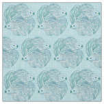 Yin Yang Blue Koi Fish Fabric