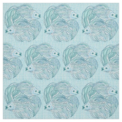 Yin Yang Blue Koi Fish Fabric