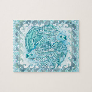 Yin Yang Blue Koi Fish Jigsaw Puzzle