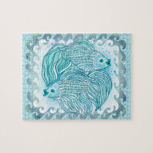 Yin Yang Blue Koi Fish Jigsaw Puzzle