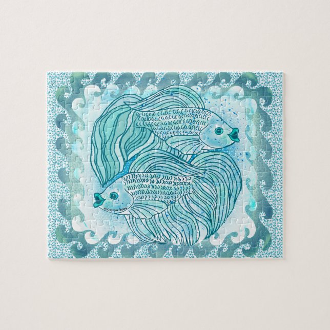 Yin Yang Blue Koi Fish Jigsaw Puzzle (Horizontal)